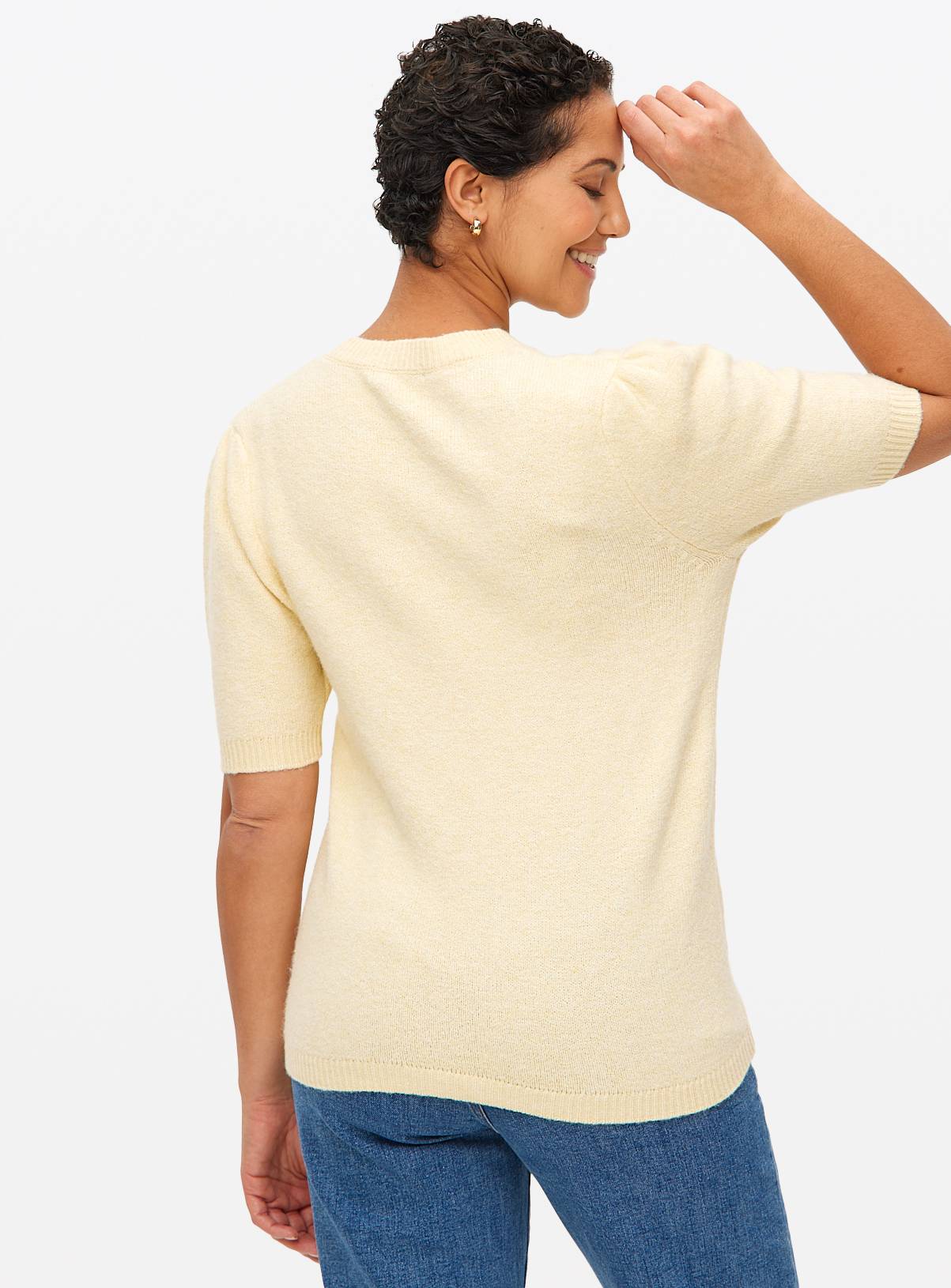 Yellow Puff Sleeve Knitted Top 10 - Image 4